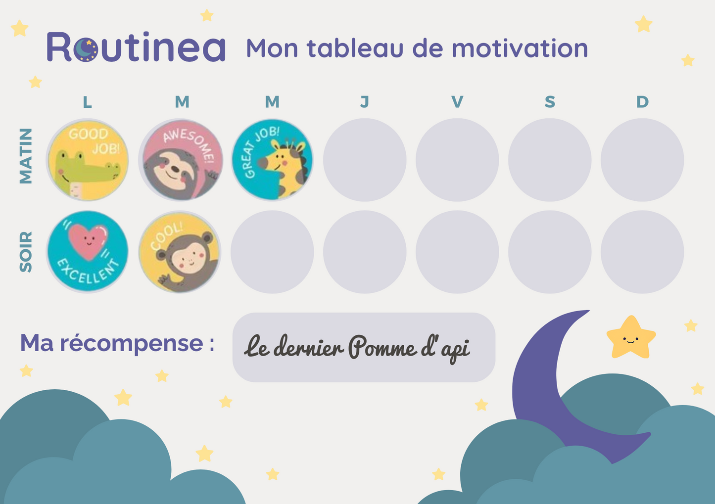 Tableau de motivation + Stickers